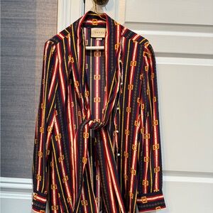 Gucci Striped Silk Blouse SIZE46